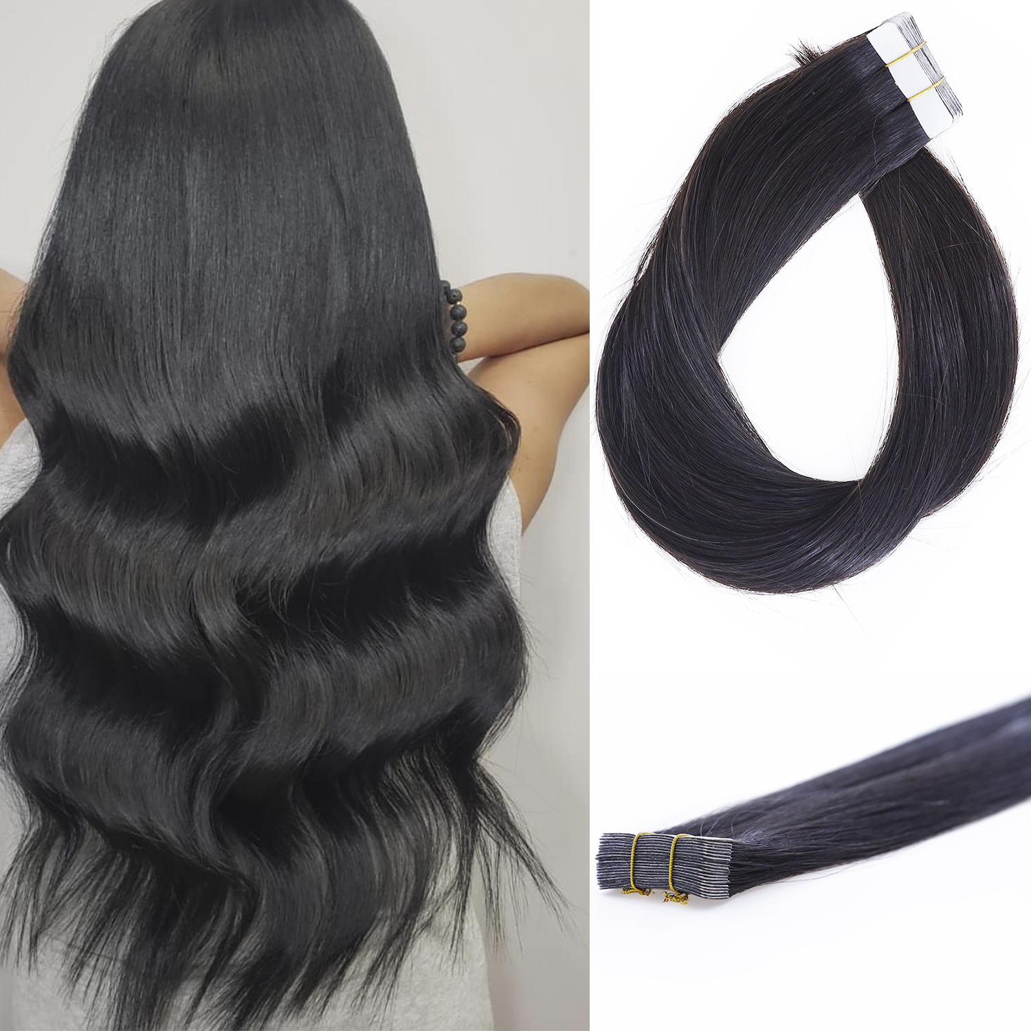 #1b color tape in hair extensions 
